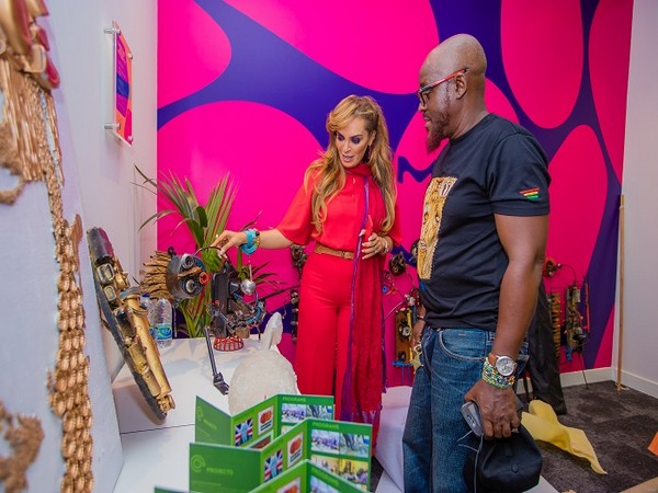 Rasha Kelej, CEO of Merck Foundation with Nana Kwabena Anoff, African Artist in Sustainable Art