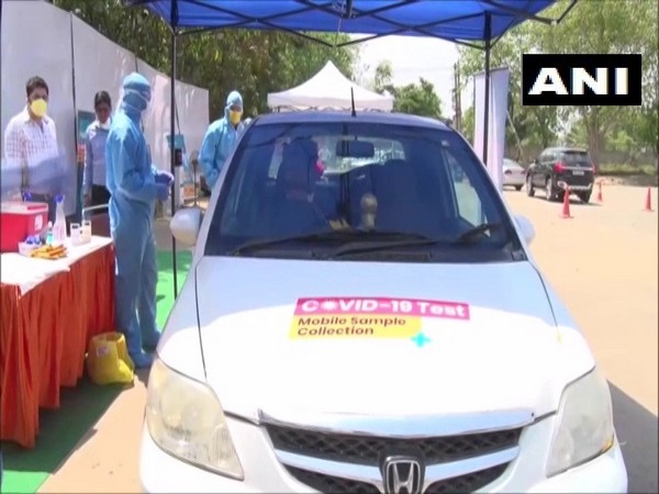 Visual from the drive-through COVID-19 testing facility launched in Gurugram. Photo/ANI