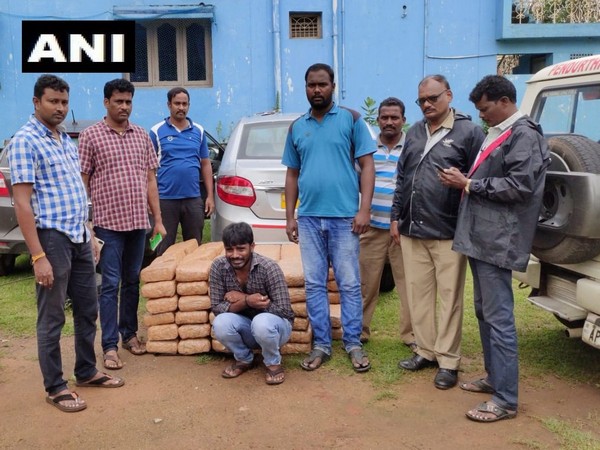 Task Force police along with the arrested persons. (Photo/ANI)