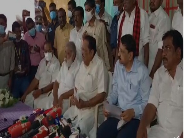 Tamil Nadu Water Minister Durai Murugan speaking to reporters in Theni on Friday. (Photo/ANI)