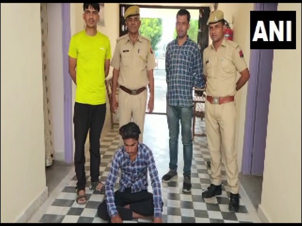 Nagaur Police with one of the accused arrested in a gang rape case. (Photo/ANI)