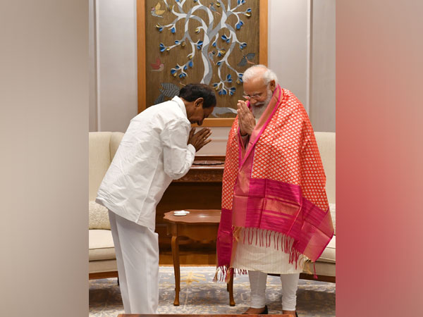 Telangana Chief Minister K Chandrashekar called on Prime Minister Narendra Modi in New Delhi on Friday. [Photo/ANI]