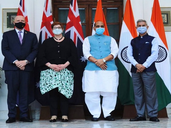 Defence Minister Rajnath Singh, External Affairs Minister S Jaishankar, Australian Foreign Minister Marise Payne and Australia Defence Minister Peter Dutton
