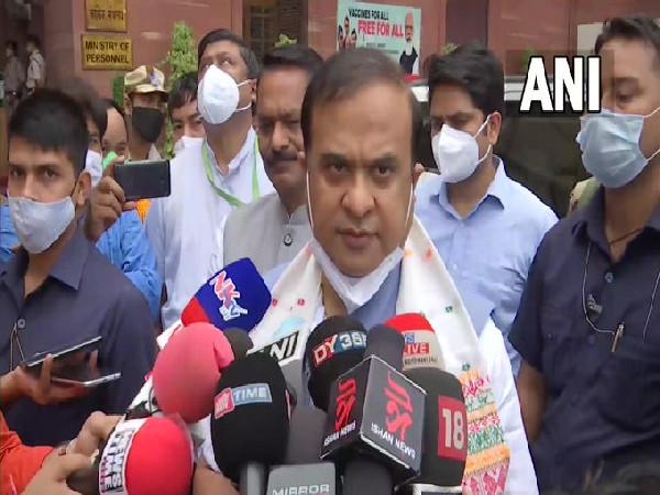 Assam Chief Minister Himanta Biswa Sarma speaking to reporters in New Delhi on Saturday. [Photo/ANI]