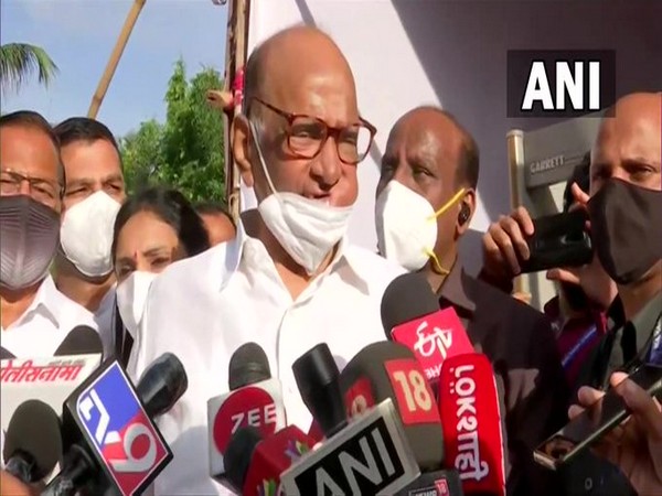 NCP chief Sharad pawar speaking to reporters in Pune on saturday. [Photo/ANI]