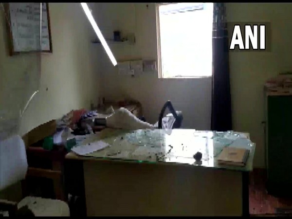 Bistan Police Station was vandalised by angry villagers on Tuesday. (Photos/ANI)