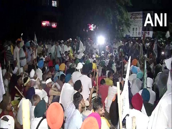 visual from the farmer protest in Karnal (Photo/ANI)