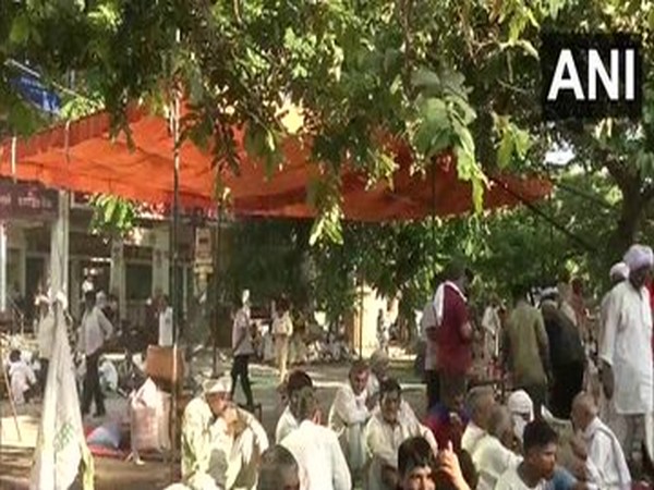 Visual from the farmer protest in Karnal. (Photo/ANI)