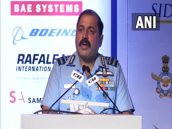 Chief of the Air Staff, Air Chief Marshal Rakesh Kumar Singh Bhadauria addressing a conference in New Delhi on Wednesday. [Photo/ANI]