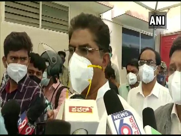 Karnataka Revenue Minister R Ashoka speaking to reporters in Bengaluru on Wednesday. [Photo/ANI]