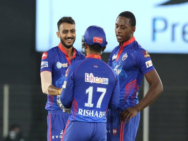 Axar Patel celebrates after taking wicket against KKR (Photo/ IPL Twitter)