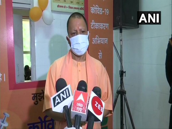 Uttar Pradesh Chief Minister Yogi Adityanath speaking to reporters in Lucknow on Saturday. [Photo/ANI]
