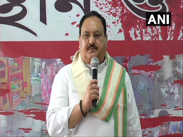BJP Chief JP Nadda addressing party workers in Kolkata. (Photo/ANI)