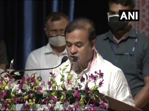 Assam Chief Minister Himanta Biswa Sarma taking the oath. (Photo/ANI)