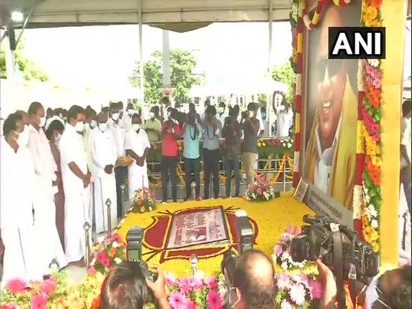 Tamil Nadu Chief Minister MK Stalin paid floral tribute to  former Chief Minister M Karunanidhi