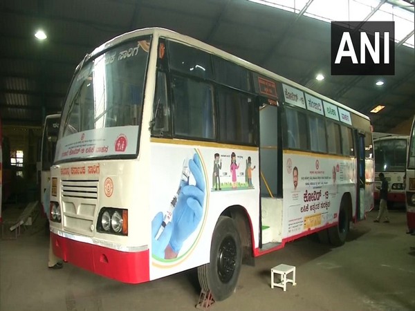 Buses converted into vaccine centre in Kalaburagi.