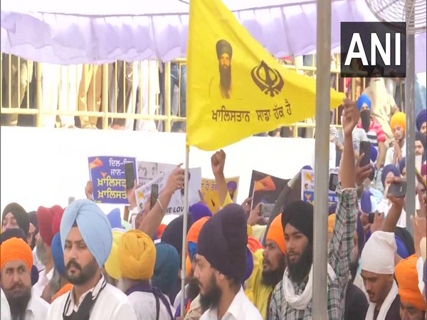 Visual of the Khalistani flags, posters inside the Golden Temple. (Photo/ANI)