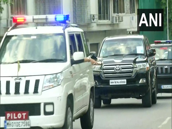 Visuals of NCP chief Sharad Pawar's convoy reaching 'Varsha' in Mumbai (ANI)