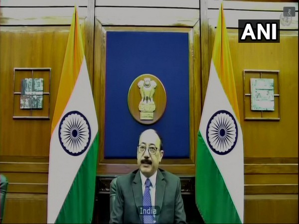 Foreign Secretary Harsh Vardhan Shringla addresing UNSC high-level open debate on children and armed conflict on Monday. (Photo/ANI)