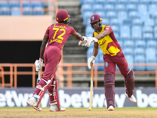 West Indies openers Evin Lewis and Andre Fletcher (Photo/ Windies Cricket Twitter)