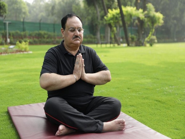 BJP President JP Nadda performing Yoga at his residence