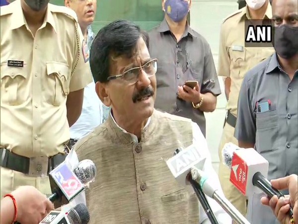 Shiv Sena leader Sanjay Raut speaking to reporters in Mumbai on Tuesday. [Photo/ANI]