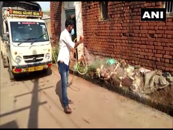 COVID-19 taskforce sanitizing Allapur village in Karnataka (Photo/ANI)