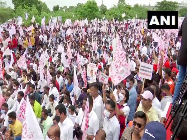 Protest over the naming of Navi Mumbai international airport (Photo/ANI)