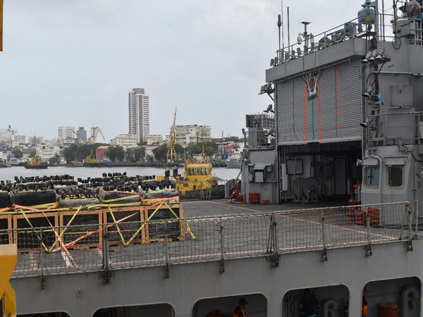 Indian Navy ship carrying medical aid from Kuwait, Qatar reaches Mumbai Port on Thursday.