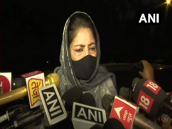 Peoples Democratic Party chief Mehbooba Mufti speaking to reporters in New Delhi. (Photo/ANI)