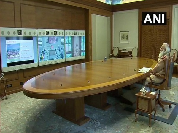 Prime Minister Narendra Modi chairs a virtual meeting on the Ayodhya's development. (Photo/ANI)