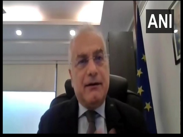 European Union Ambassador to India Ugo Astuto speaking to ANI. (Photo/ANI)