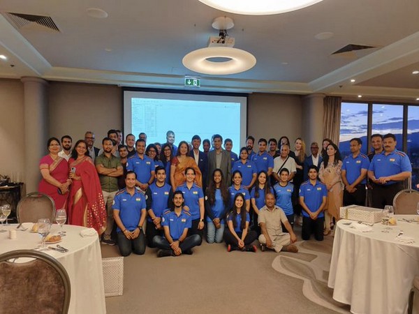Viswanathan Anand with the Indian shooting contingent (Photo/ NRAI Twitter)