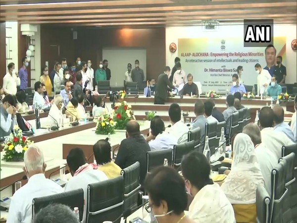 Assam Chief Minister participates in an interaction with 150 intellectuals from the Muslim community in Guwahati. (Photo/ANI)