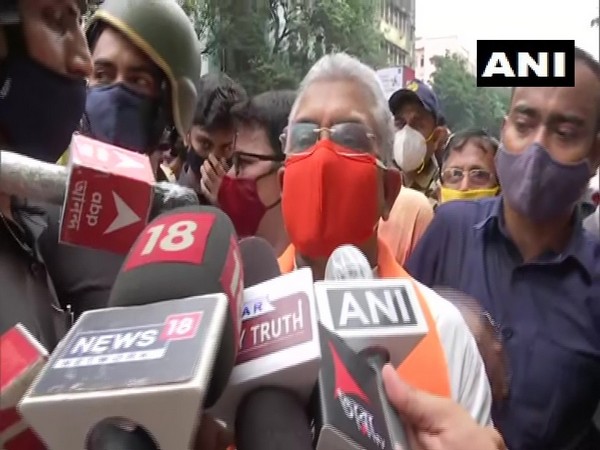 West Bengal BJP President Dilip Ghosh speaking to reporters in Kolkata on Monday. [Photo/ANI]