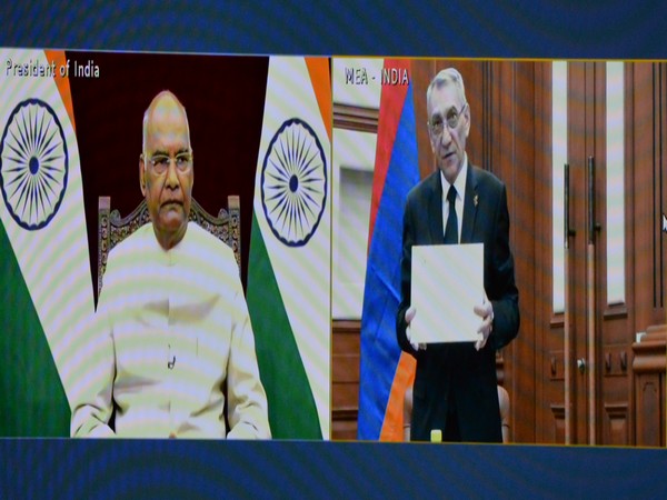 President of India Ram Nath Kovind during a virtual meet with diplomates. (Photo/Twitter)