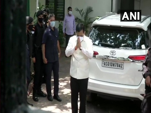 Former Assam CM Sarbananda Sonowal, who met the Prime Minister at 7, LKM greeting media. (Photo/ANI)