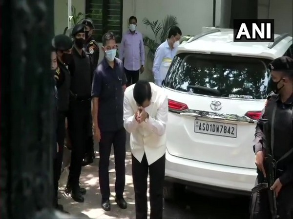 Former Assam CM Sarbananda Sonowal, who met the Prime Minister at 7, LKM greeting media. (Photo/ANI)