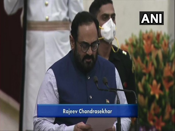 Rajya Sabha MP and the national spokesperson of BJP Rajeev Chandrasekhar at Rashtrapati Bhavan (Photo/ANI)