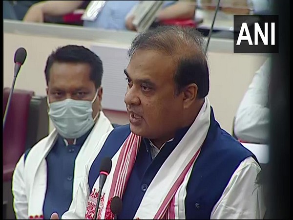 Assam Chief Minister Himanta Biswa Sarma speaking in the assembly on Monday.
