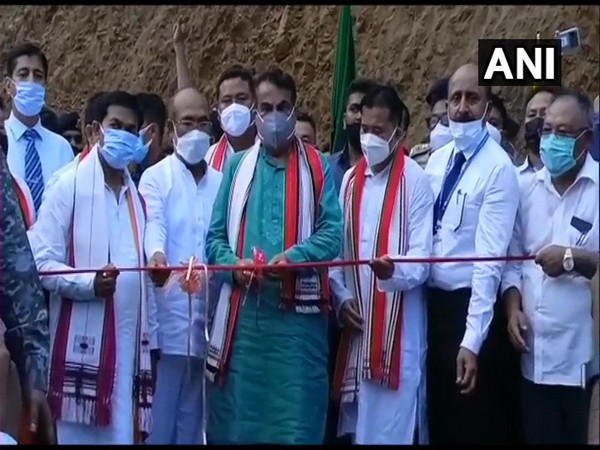 Union Minister Nitin Gadkari inaugurating bridge over Makru river in Imphal
