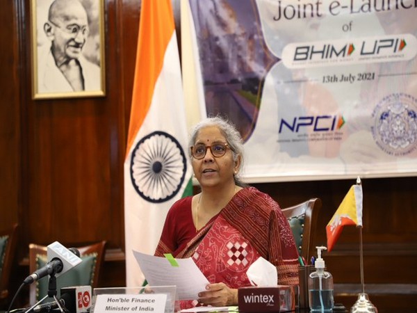 Union Finance Minister Nirmala Sitharaman during the launch of BHIM UPI in Bhutan (Picture/Finance Ministry's Twitter)