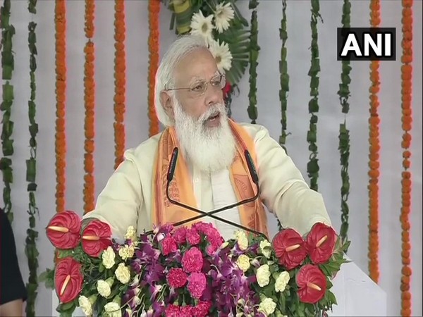 Prime Minister Narendra Modi addressing the inauguration of various development projects in Varanasi on Thursday. [Photo/ANI]