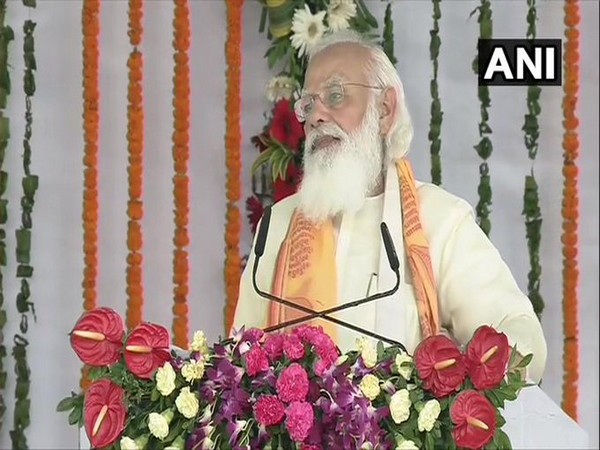 Prime Minister Narendra Modi addressing the inauguration of various development projects in Varanasi on Thursday. [Photo/ANI]