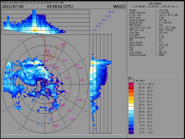 Visual representation of rainfall in Mumbai. (Pic credit: IMD Twitter)