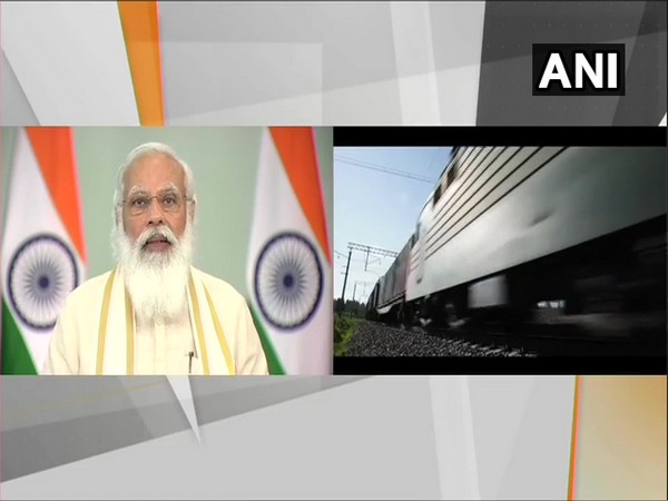 Prime Minister Narendra Modi launching Railway projects (Photo/ANI)