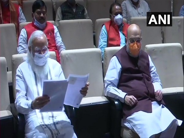 Prime Minister Narendra Modi and Union Home Minister Amit Shah at BJP's parliamentary party meeting. (Photo/ANI)