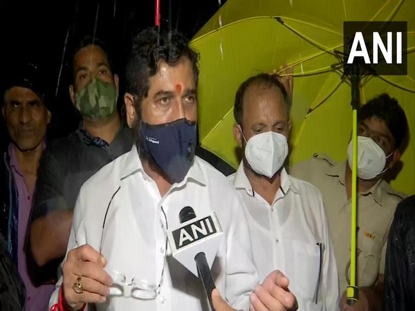 Maharashtra Minister Eknath Shinde speaking to ANI in Raigad on Friday. [Photo/ANI]