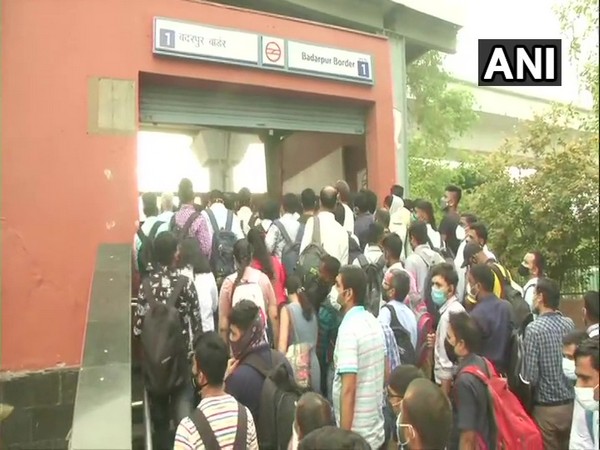 A visual from the Badarpur Border metro station in Delhi on Monday. [Photo/ANI]