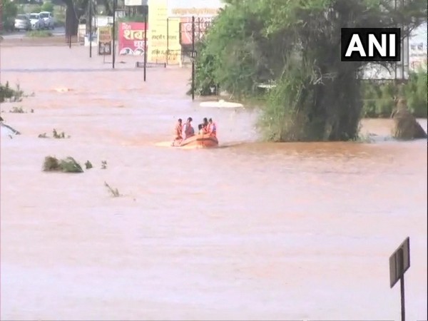 NDRF team conducting relief and rescue operation at Kolhapur's Shiroli area. (Photo/ANI)